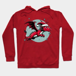 Flying Dragon in a Santa Hat Hoodie